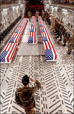 flag-draped coffins